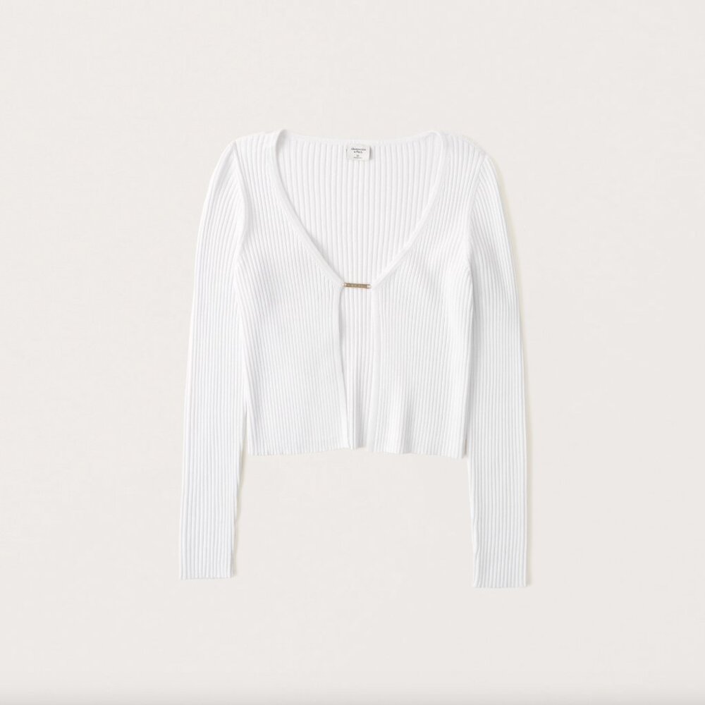 Abercrombie & Fitch | Slim Bar Closure Cardigan – Small (White)